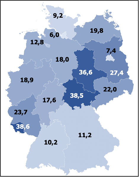 Zwangsversteigerungen Immobilien gegen Einwohnerzahl